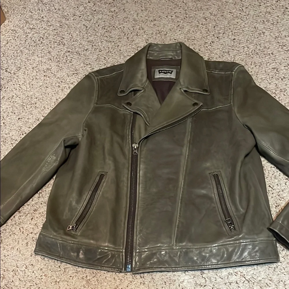 Levi's Dark Green Leather Jacket - Picture 1 of 10